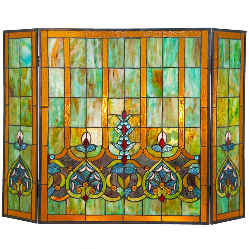 River Of Goods 3 Panel Stained Glass Fireplace Screen And Reviews Wayfair